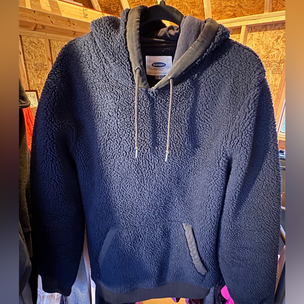 Old Navy Dark Blue Sherpa Pullover Hoodie